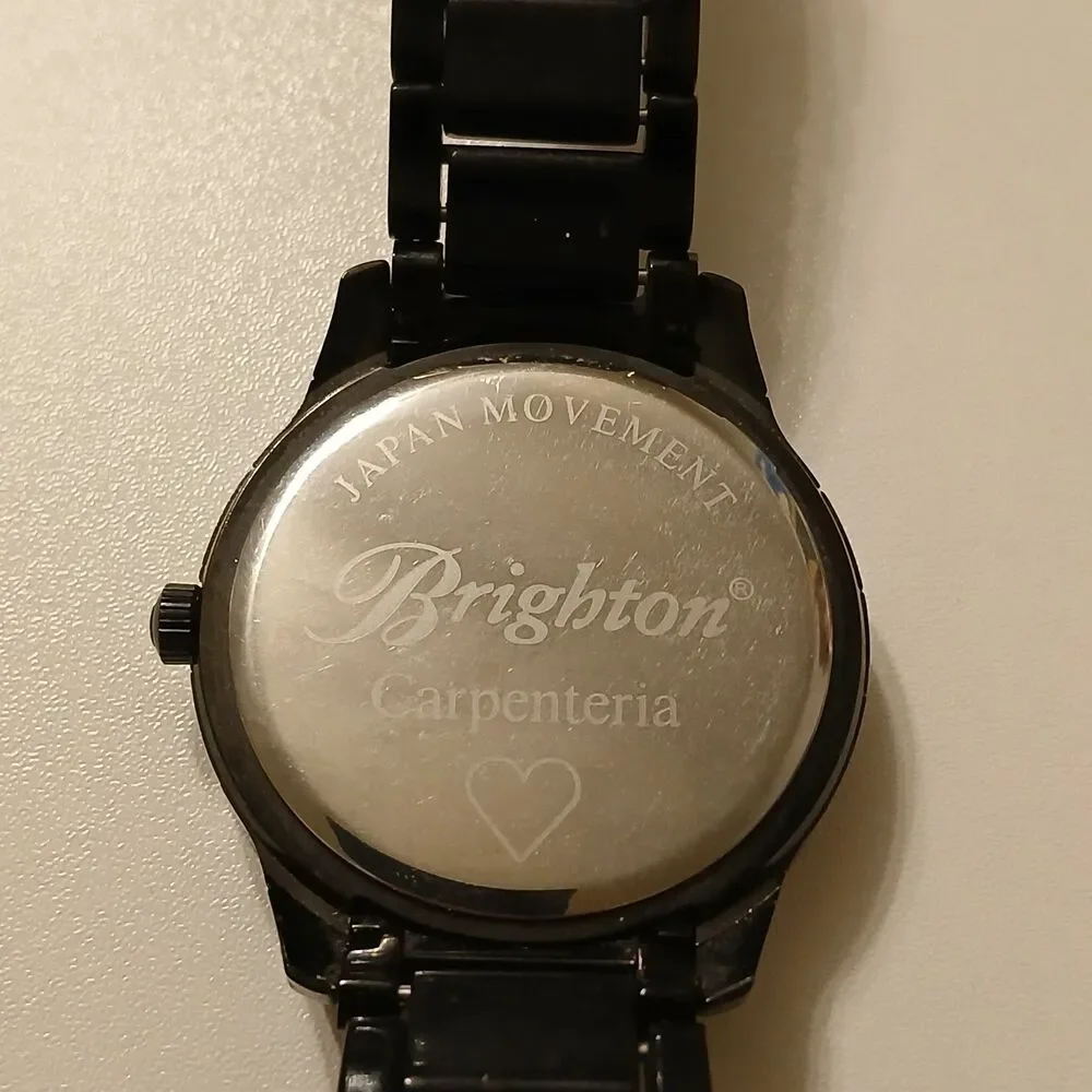 Brighton Carpenteria Black Metal Women's Watch 42mm Heart Dial Japan Movt